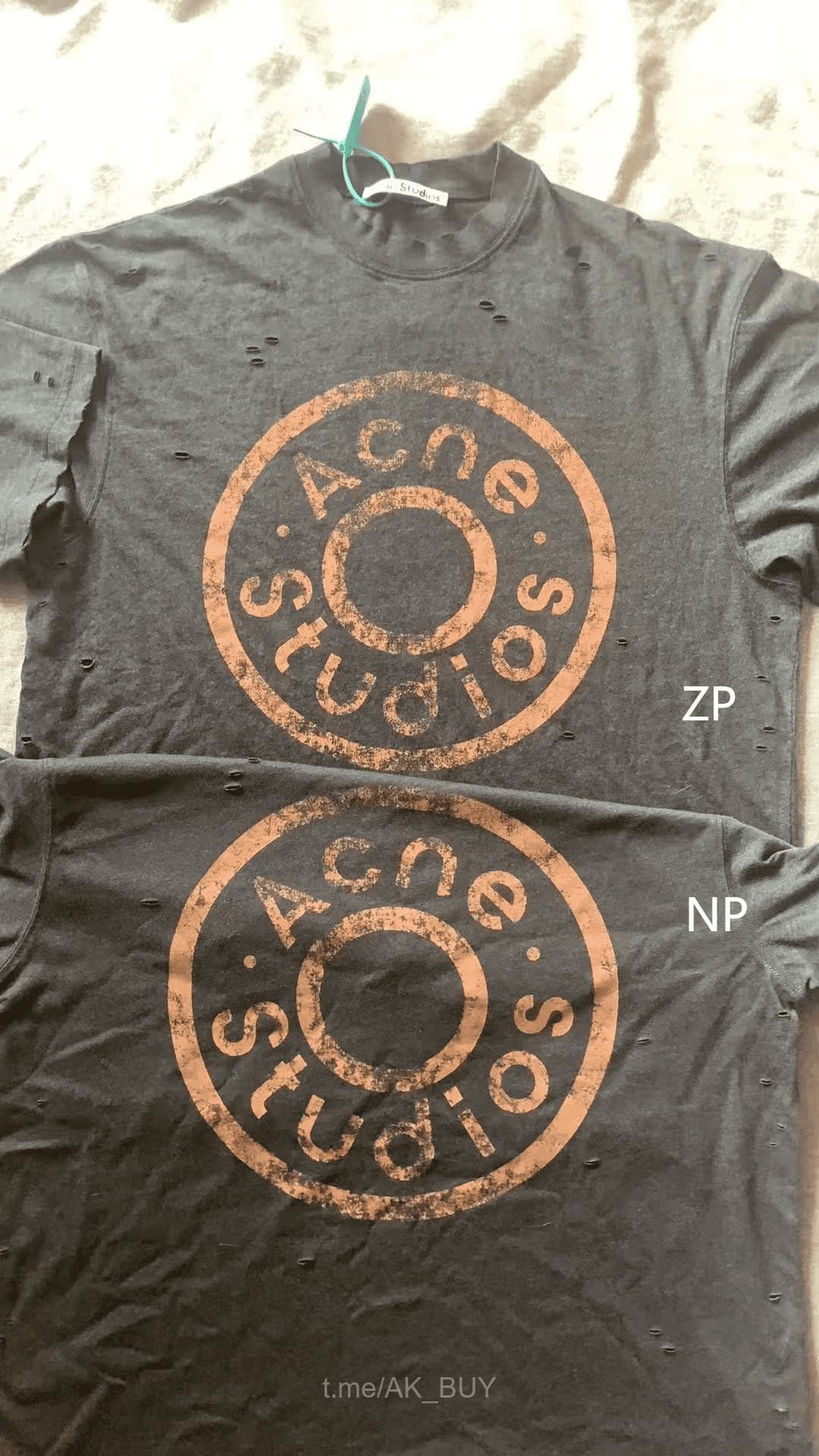 Acne Studios Dark Grey Distressed Cotton T-Shirt