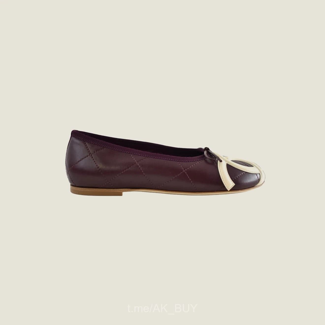 Chanel Burgundy Quilted Leather Ballet Flats