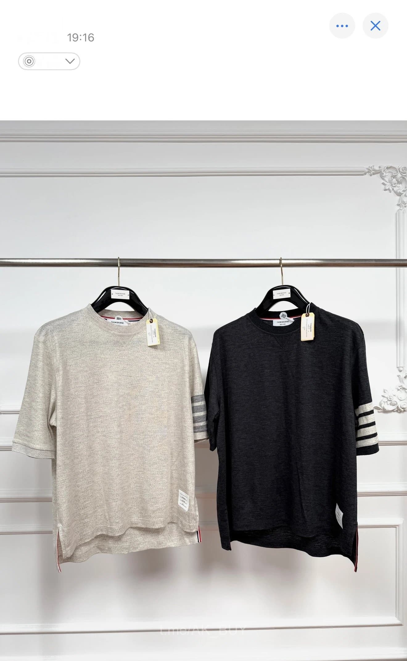 Thom Browne Grey Cotton Striped Sleeve T-Shirt