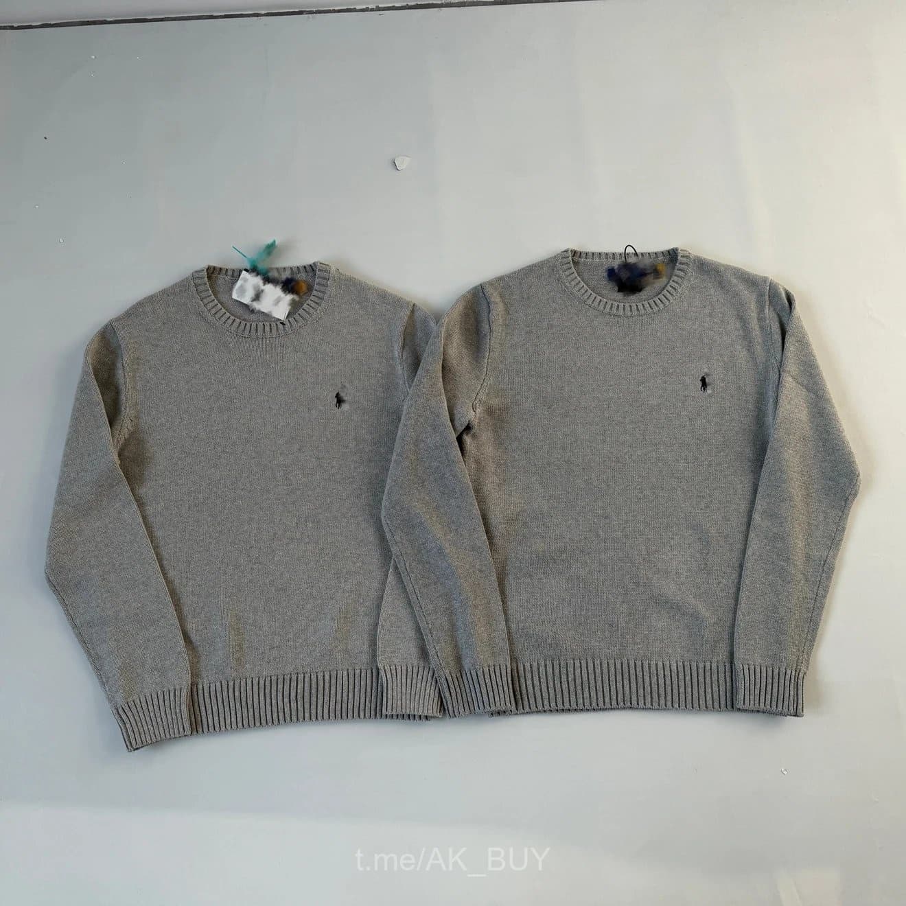 Ralph Lauren Grey Knit Cotton Crewneck Sweater