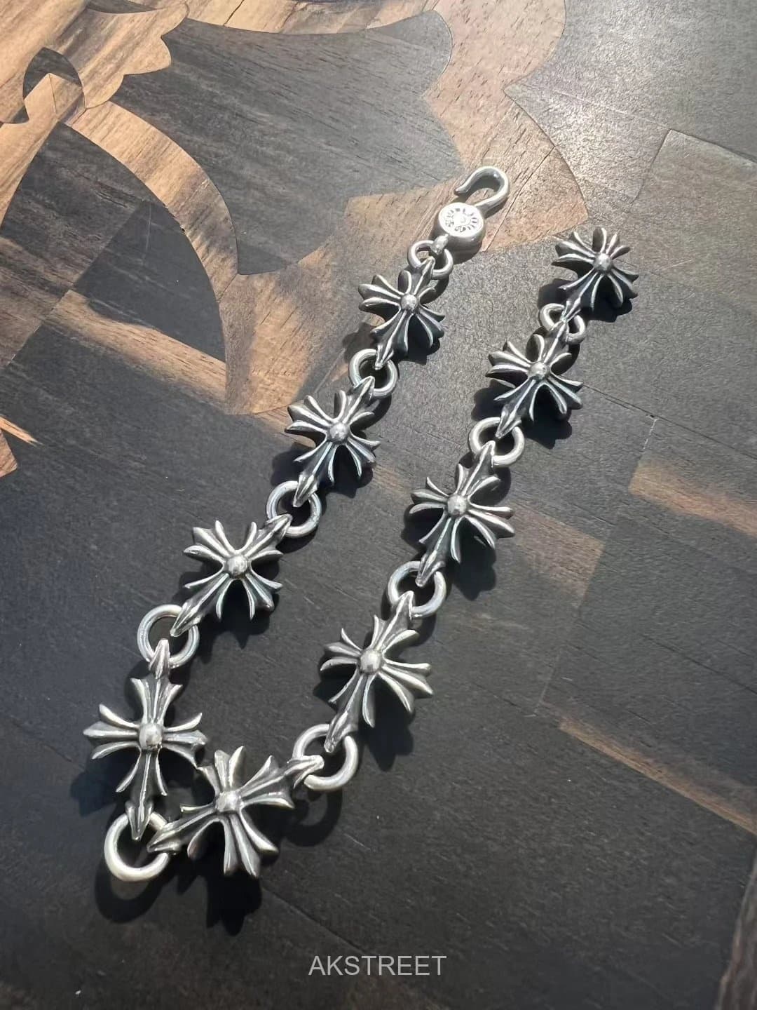 Chrome Hearts Silver Sterling Cross Bracelet