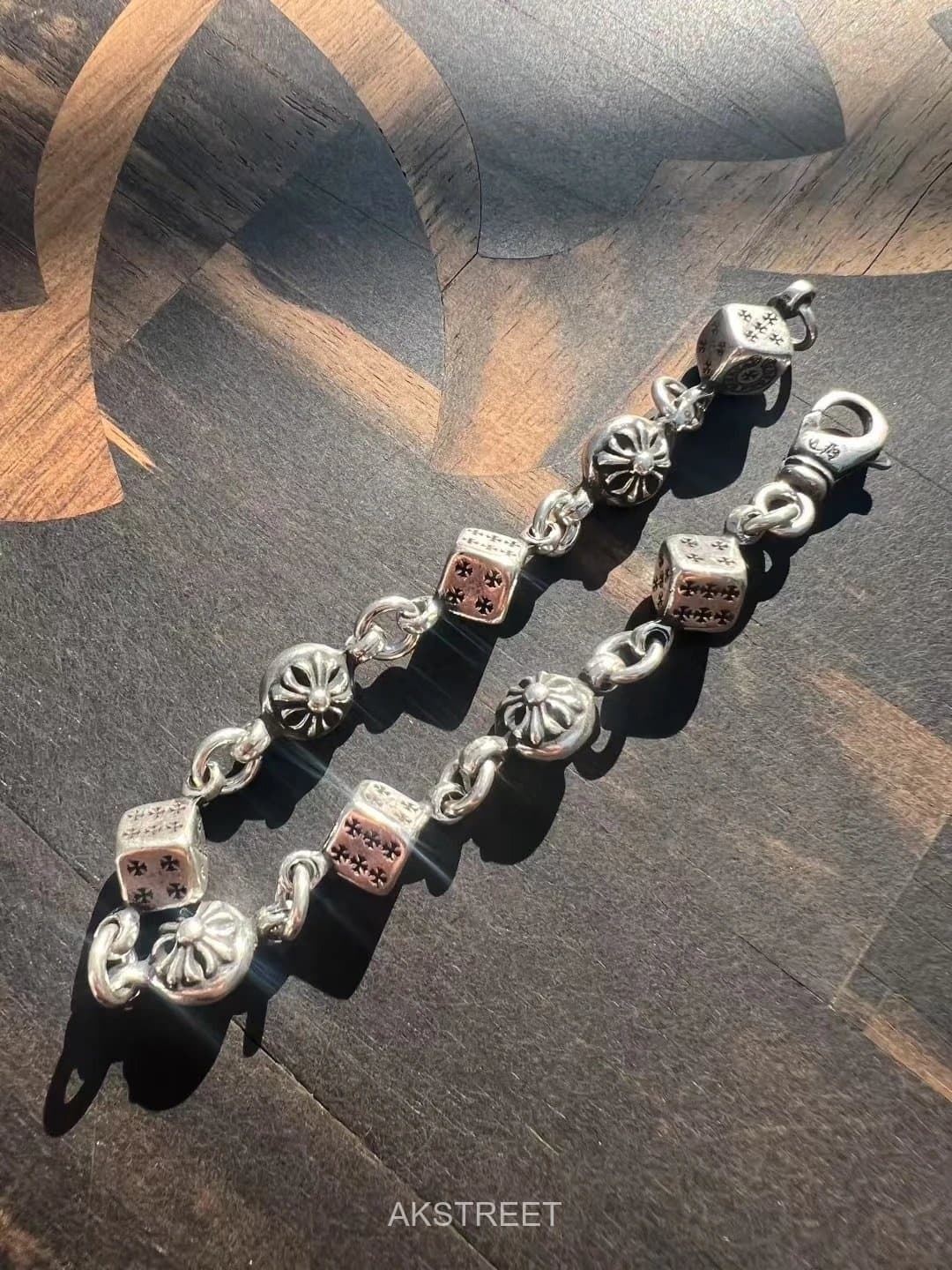 Chrome Hearts Silver Dice Charm Bracelet