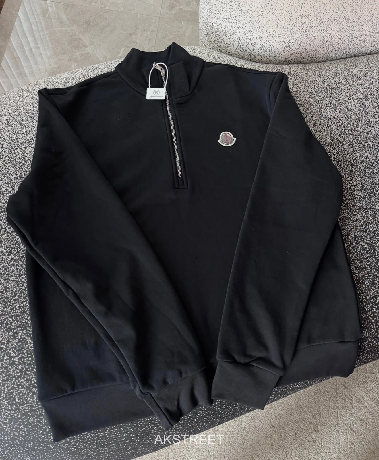 Moncler Black Cotton Quarter-Zip Sweater
