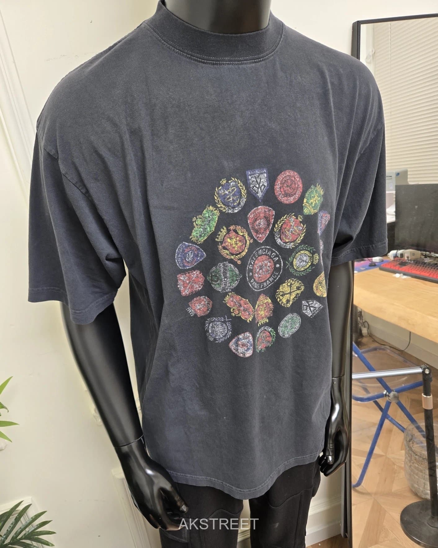 Balenciaga Black Cotton Graphic T-Shirt