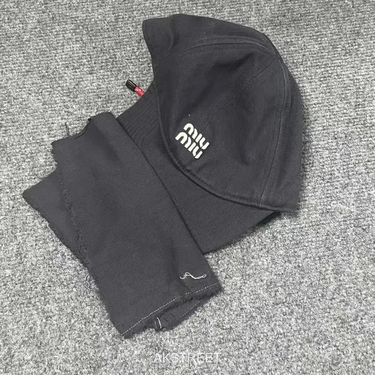 Miu Miu Black Cotton Twill Balaclava