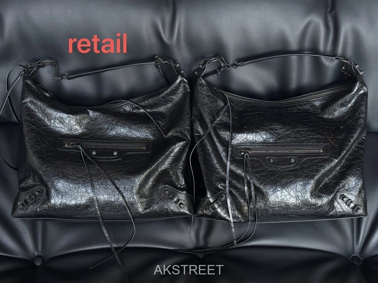 Balenciaga Black Crinkled Leather Shoulder Bag