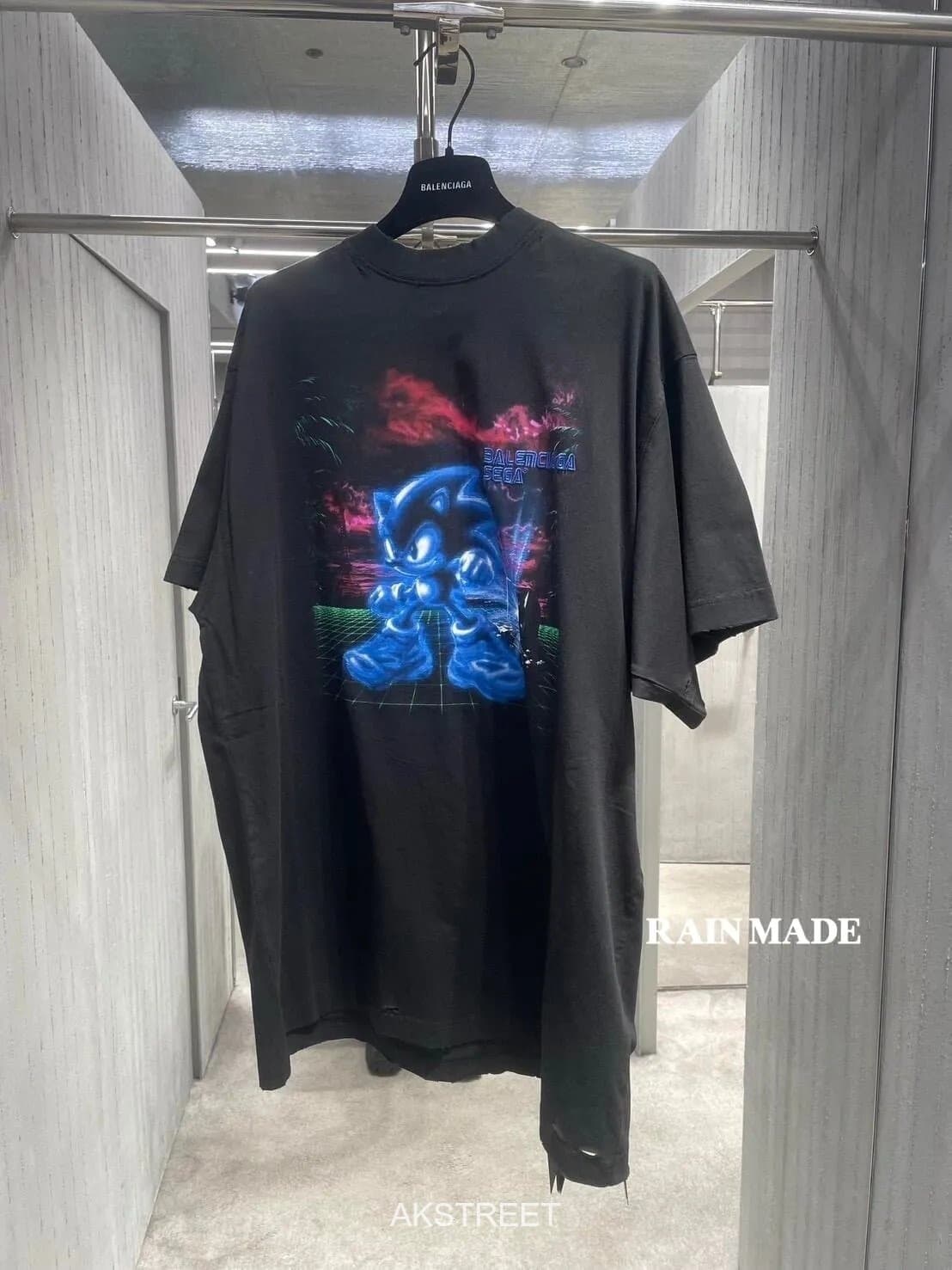 Balenciaga Black Cotton Sonic Graphic T-Shirt