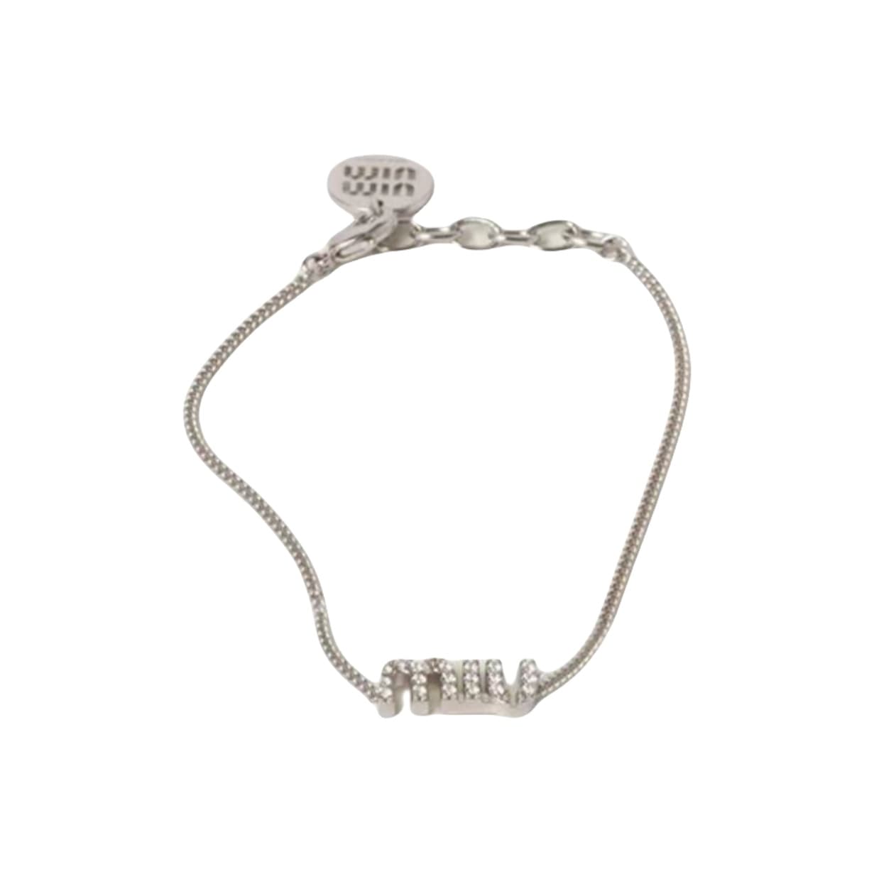 Miu Miu Silver Metal Crystal Bracelet