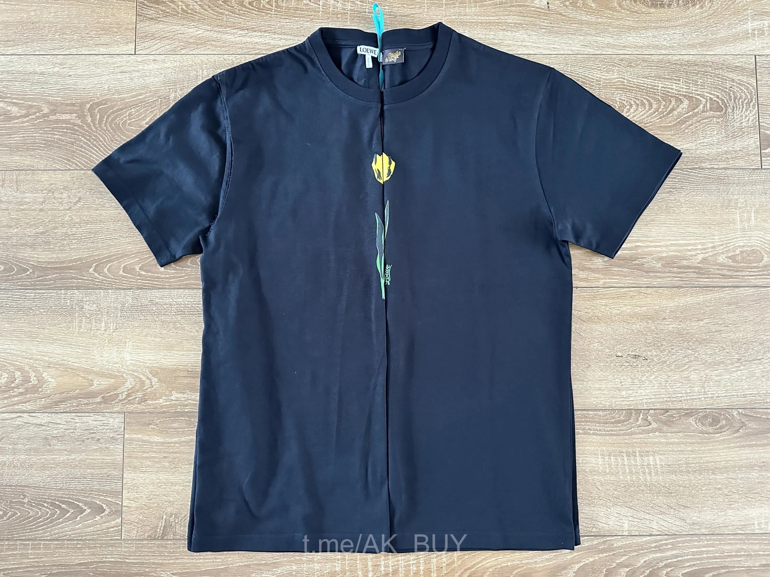 Loewe Black Cotton Tulip Print T-Shirt