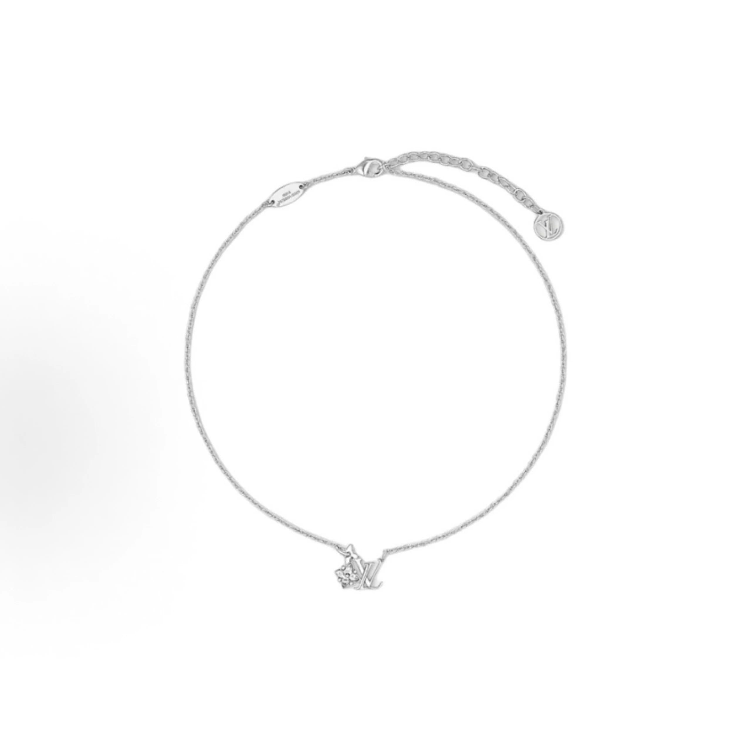 Louis Vuitton Silver Metal Monogram Charm Necklace