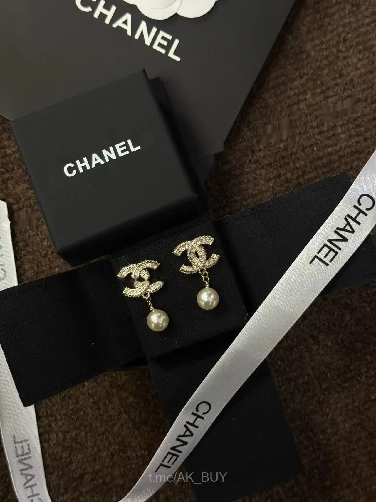 Chanel Gold Faux Pearl Drop Earrings