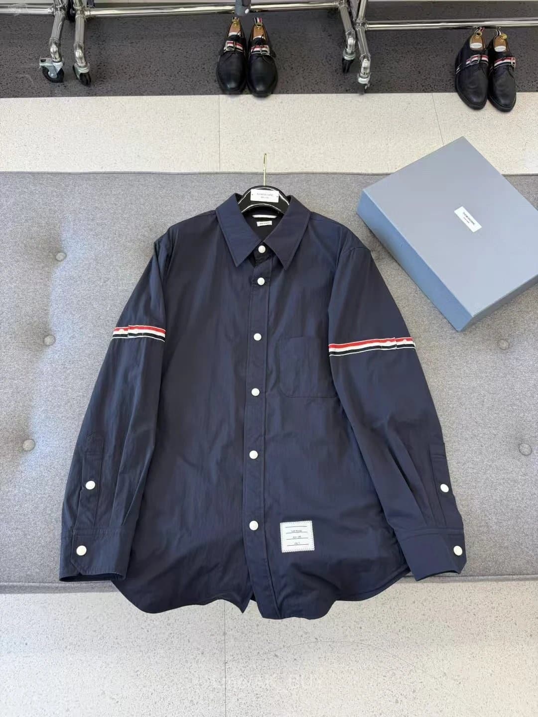 Thom Browne Navy Cotton Button-Up Shirt