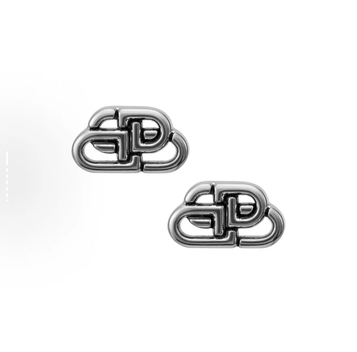 Balenciaga Silver Metal Logo Earrings