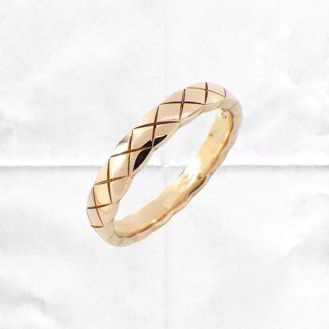 Chanel Gold Quilted Metal Ring