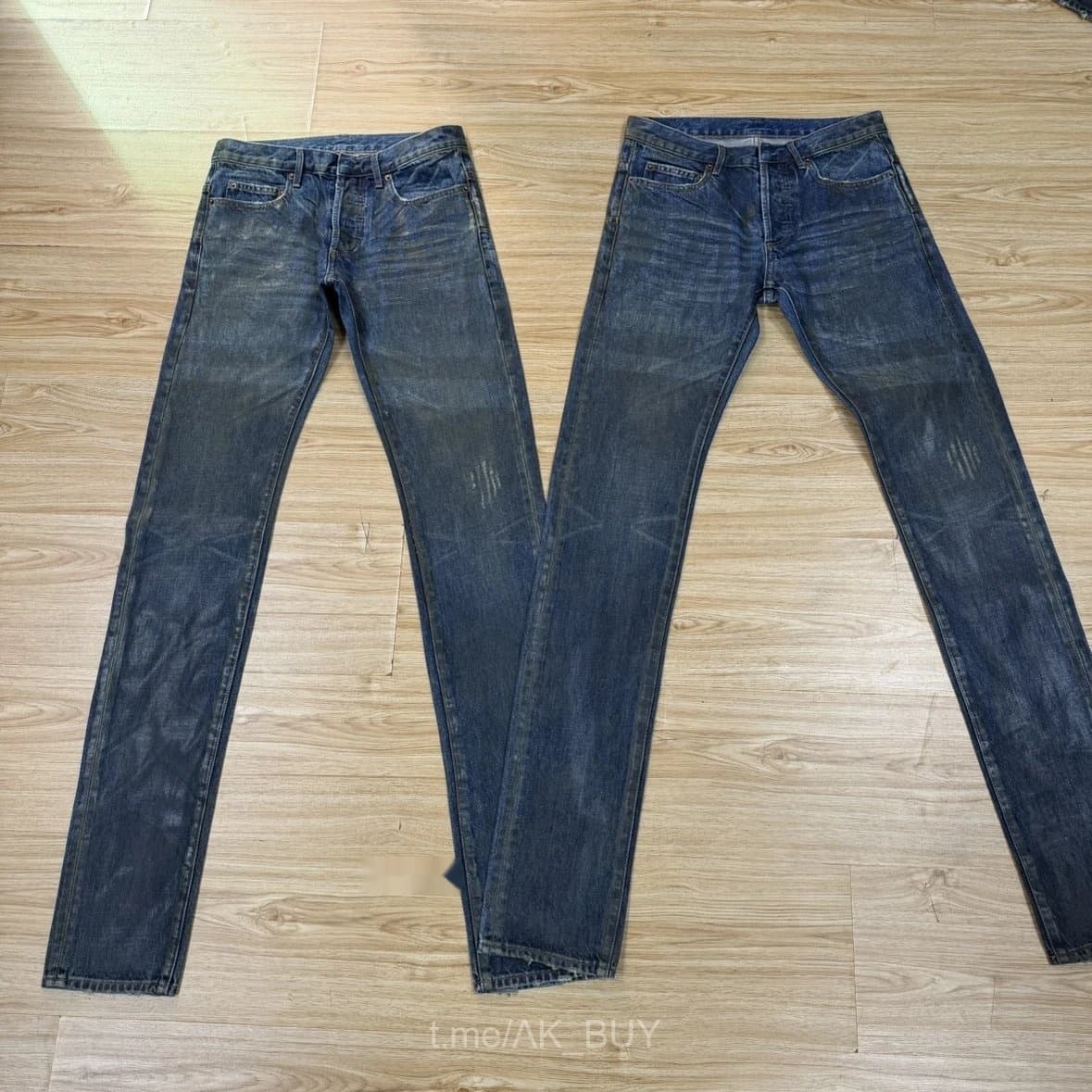 Blue Denim Washed Straight Jeans