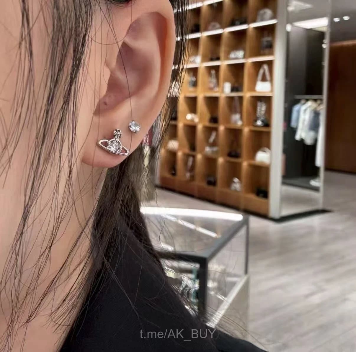 Vivienne Westwood Silver Crystal Orb Stud Earring