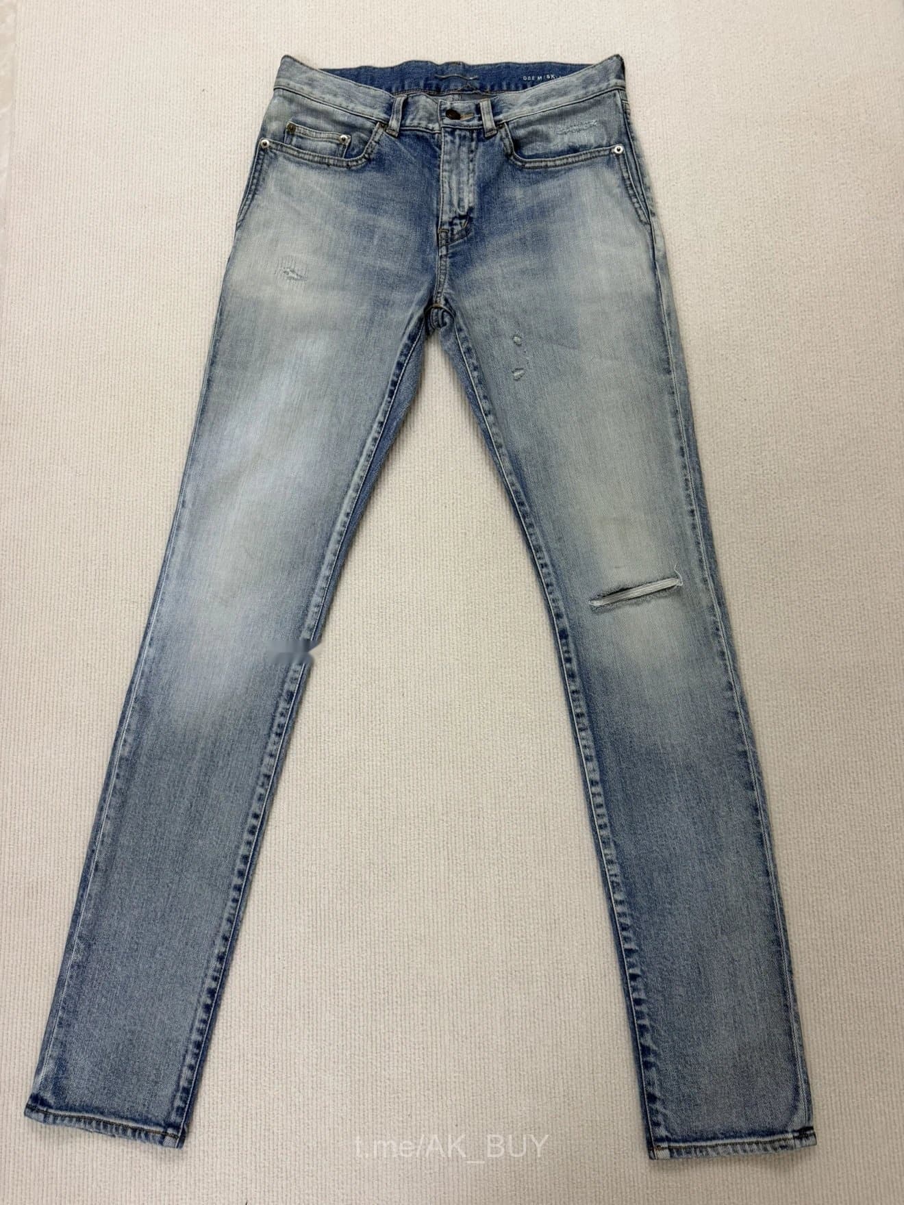 Dior Blue Distressed Denim Skinny Jeans