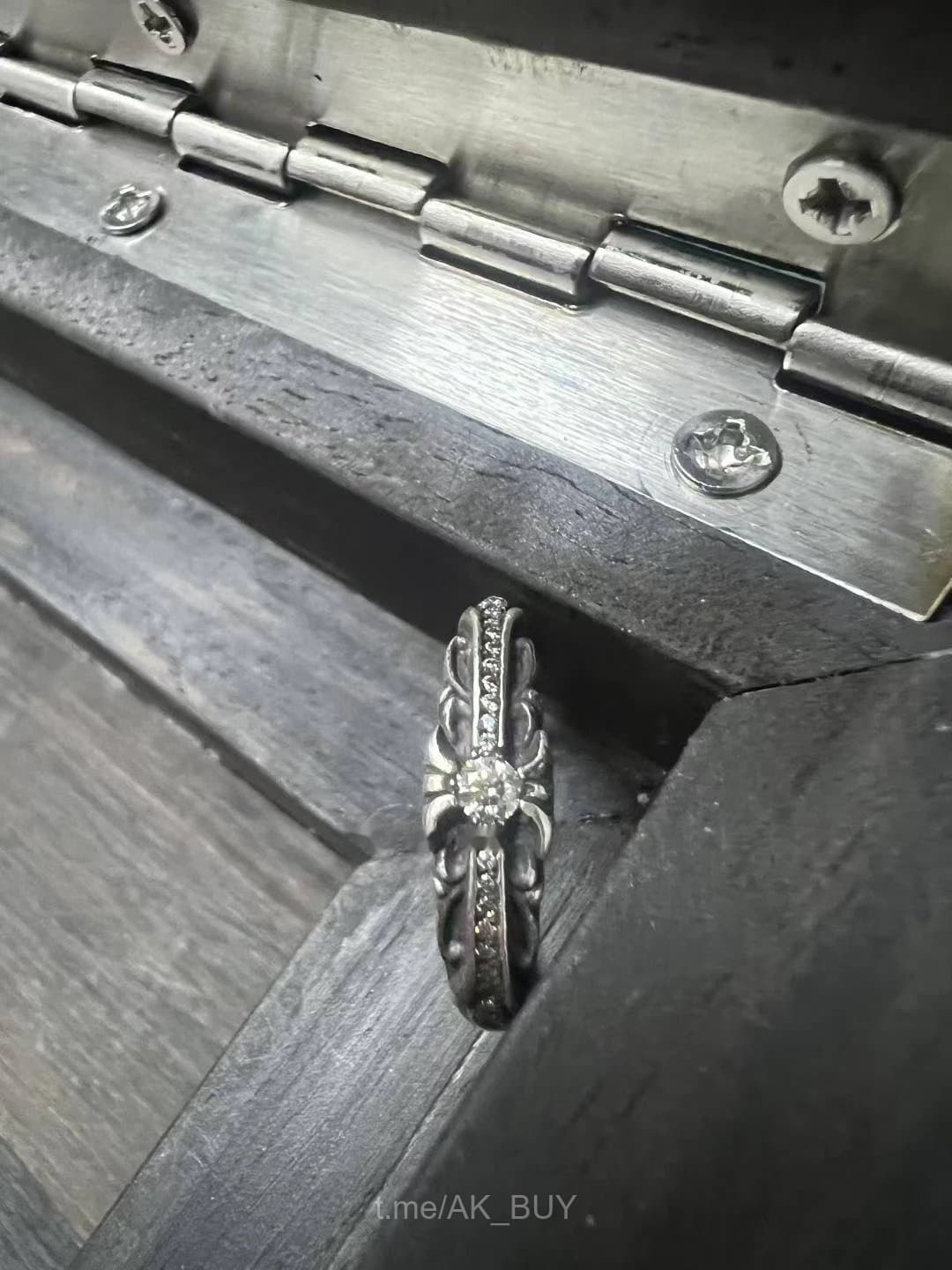 Chrome Hearts Silver Diamond Pave Ring