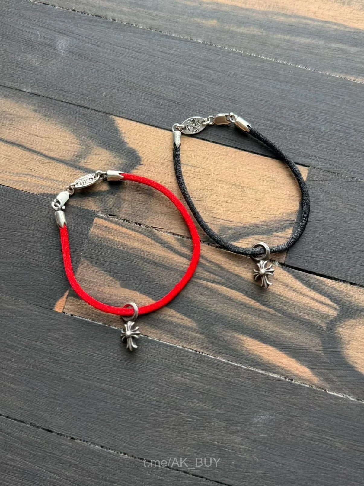 Chrome Hearts Red Cord Silver Charm Bracelet
