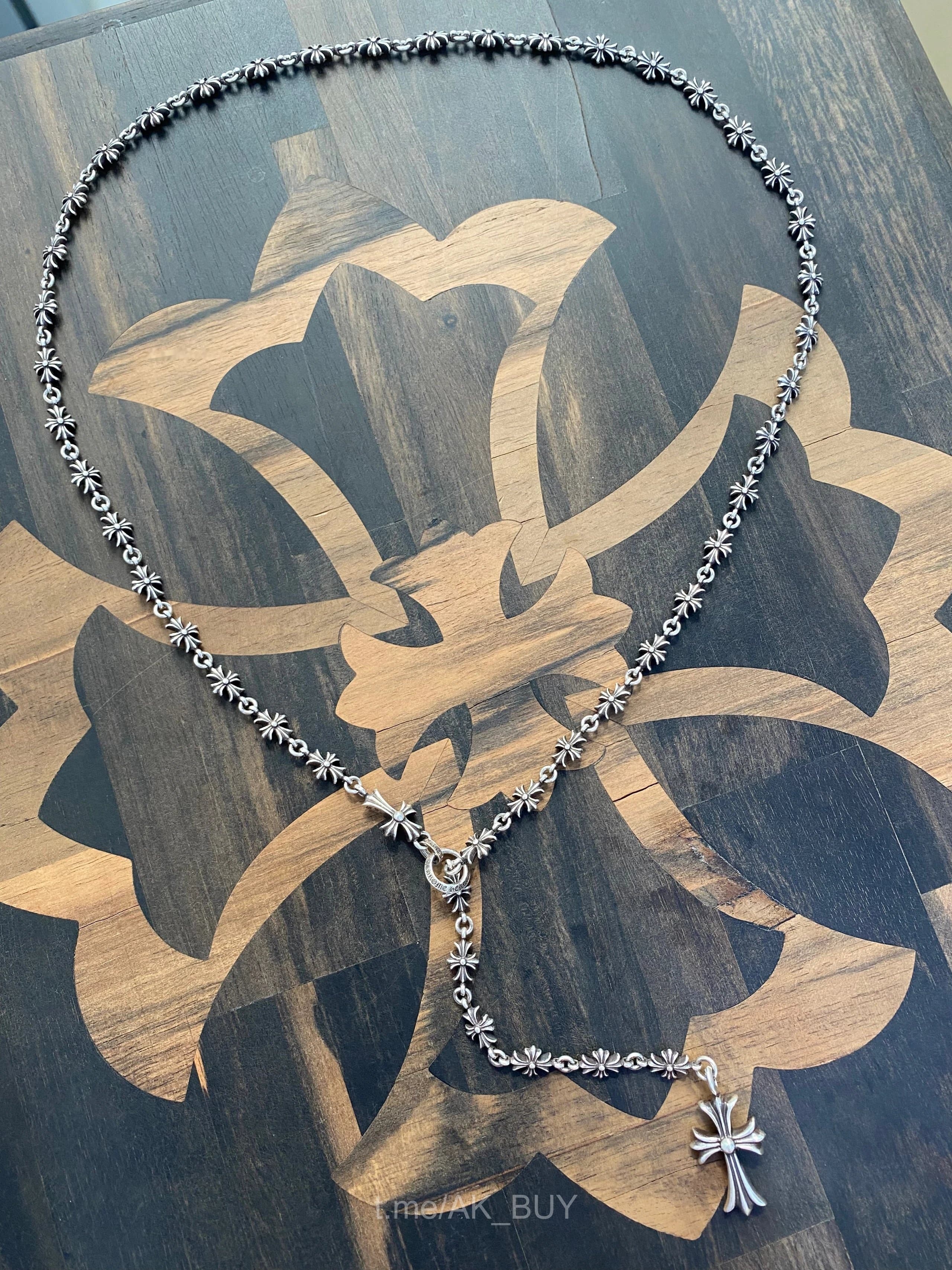 Chrome Hearts Silver Metal Cross Pendant Necklace
