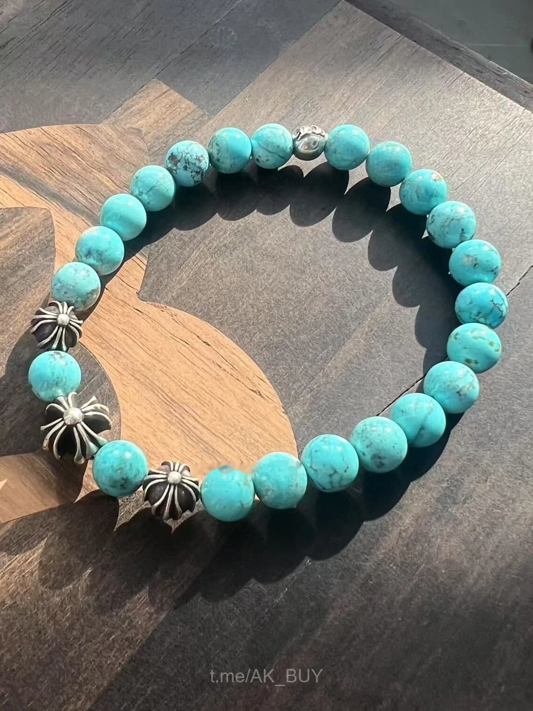 Chrome Hearts Blue Stone Beaded Bracelet