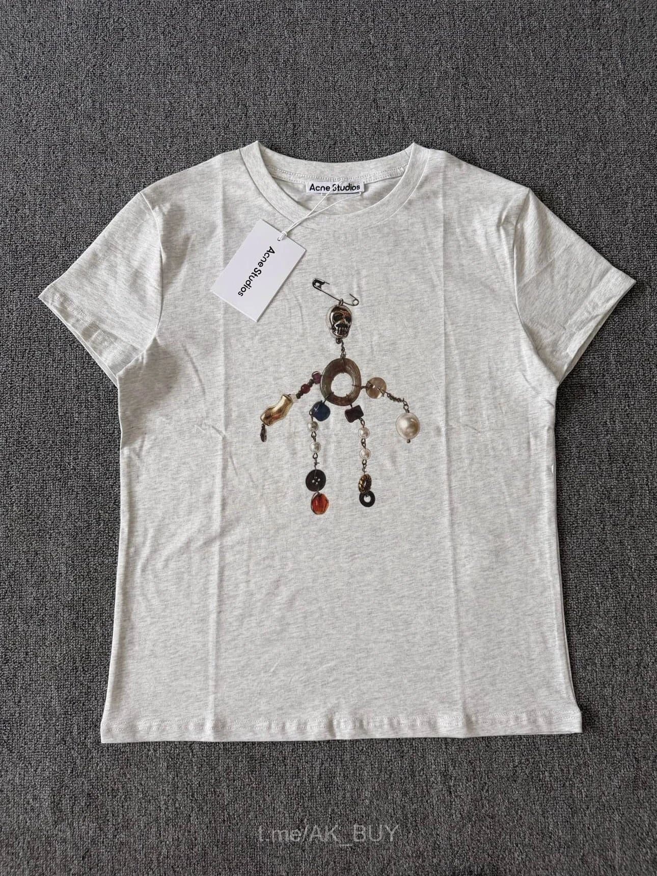 Acne Studios Grey Graphic Print Cotton T-Shirt