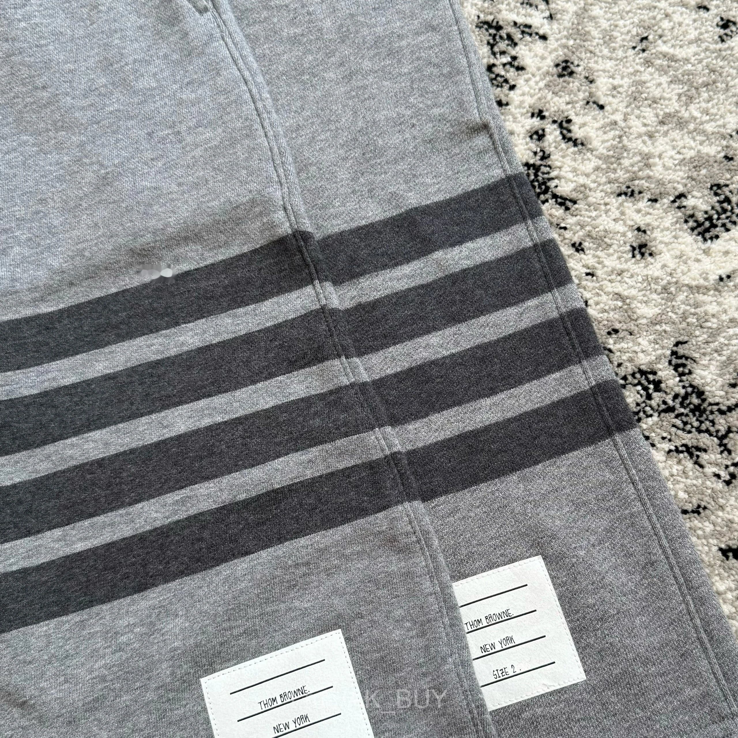 Thom Browne Grey Cotton Stripe Sweatshorts