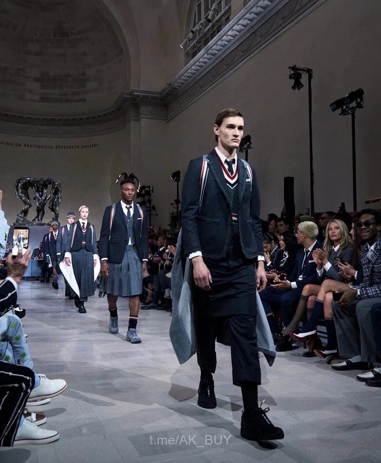 Thom Browne Navy Wool Tailored Blazer