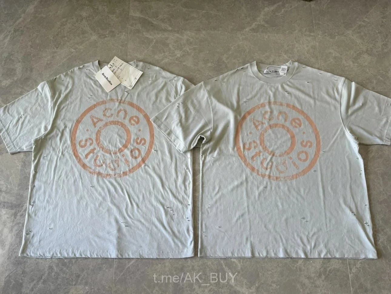 Acne Studios Light Grey Distressed Graphic T-shirt