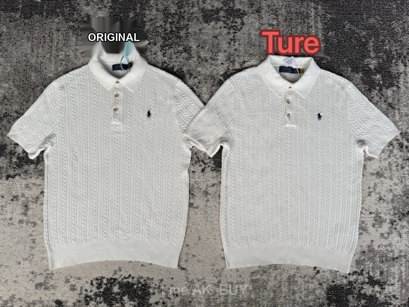Ralph Lauren White Cable Knit Polo Shirt