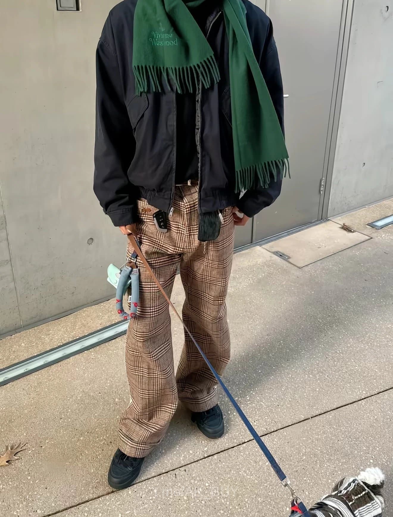 Vivienne Westwood Green Fringe Wool Scarf