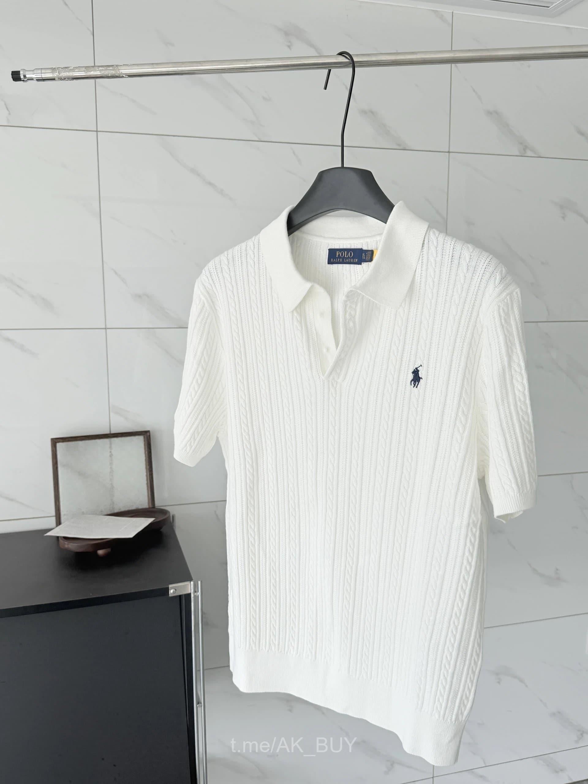 Polo Ralph Lauren White Cable Knit Polo Shirt