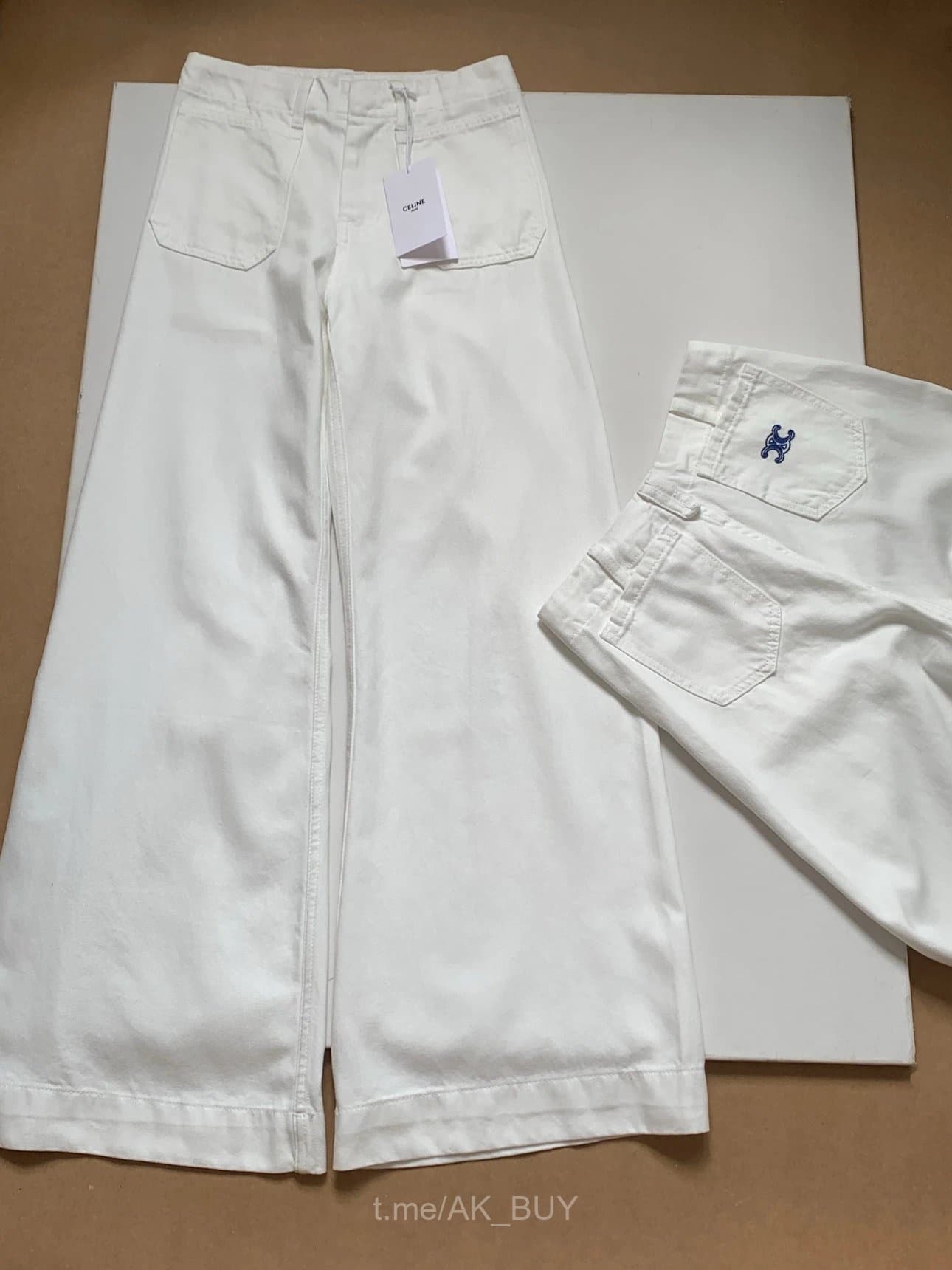 Celine White Cotton Denim Jeans
