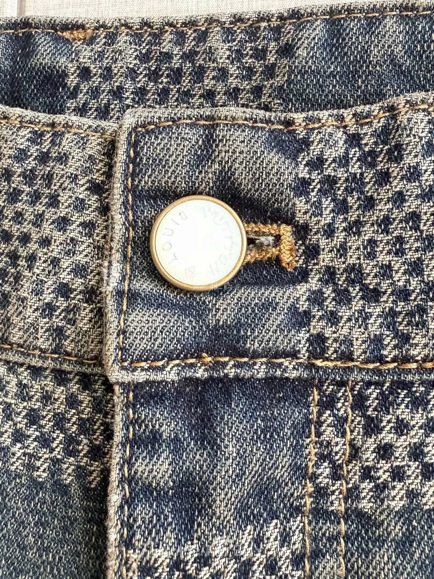 Louis Vuitton Blue Checkered Denim Jeans
