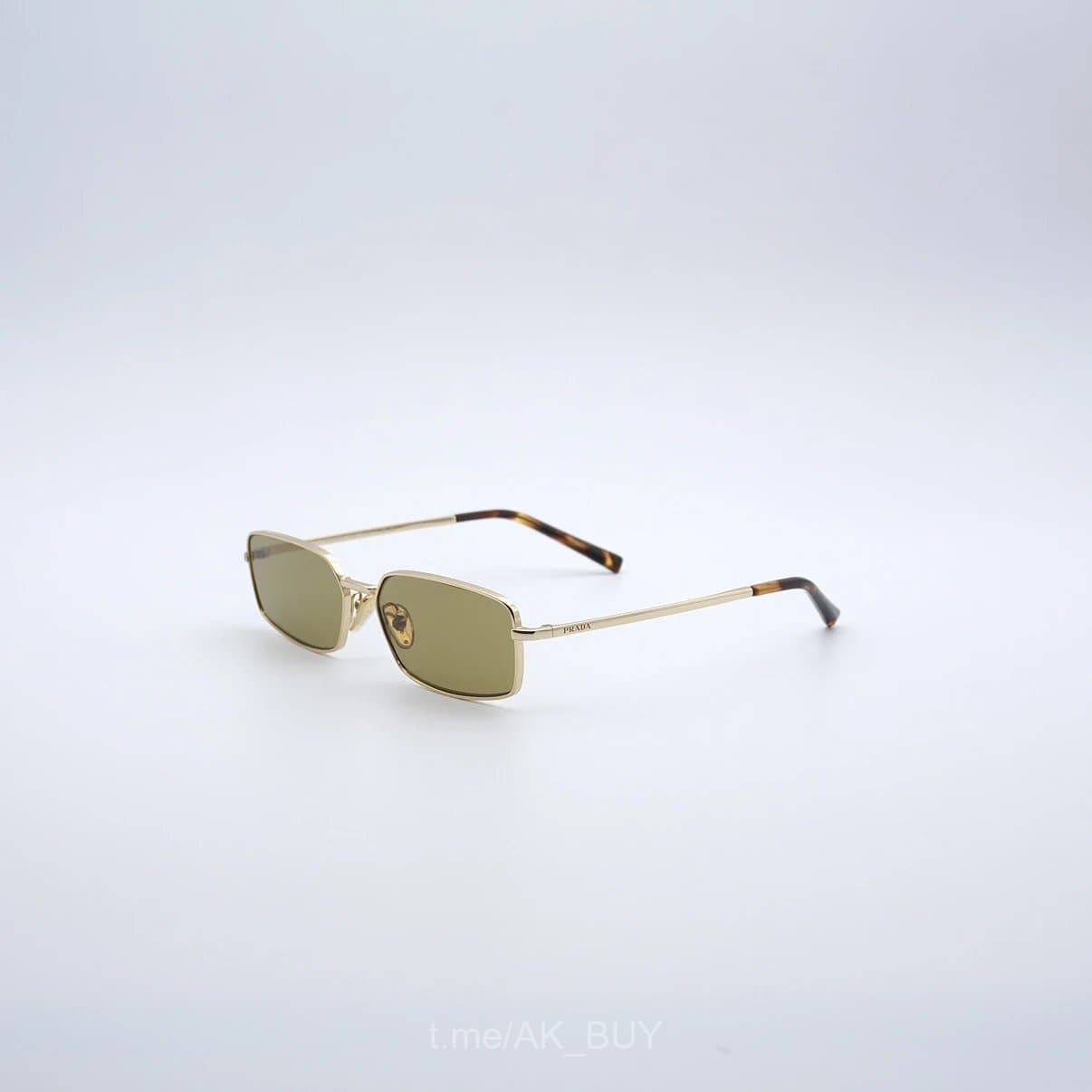 Prada Gold Tortoise Metal Rectangular Sunglasses