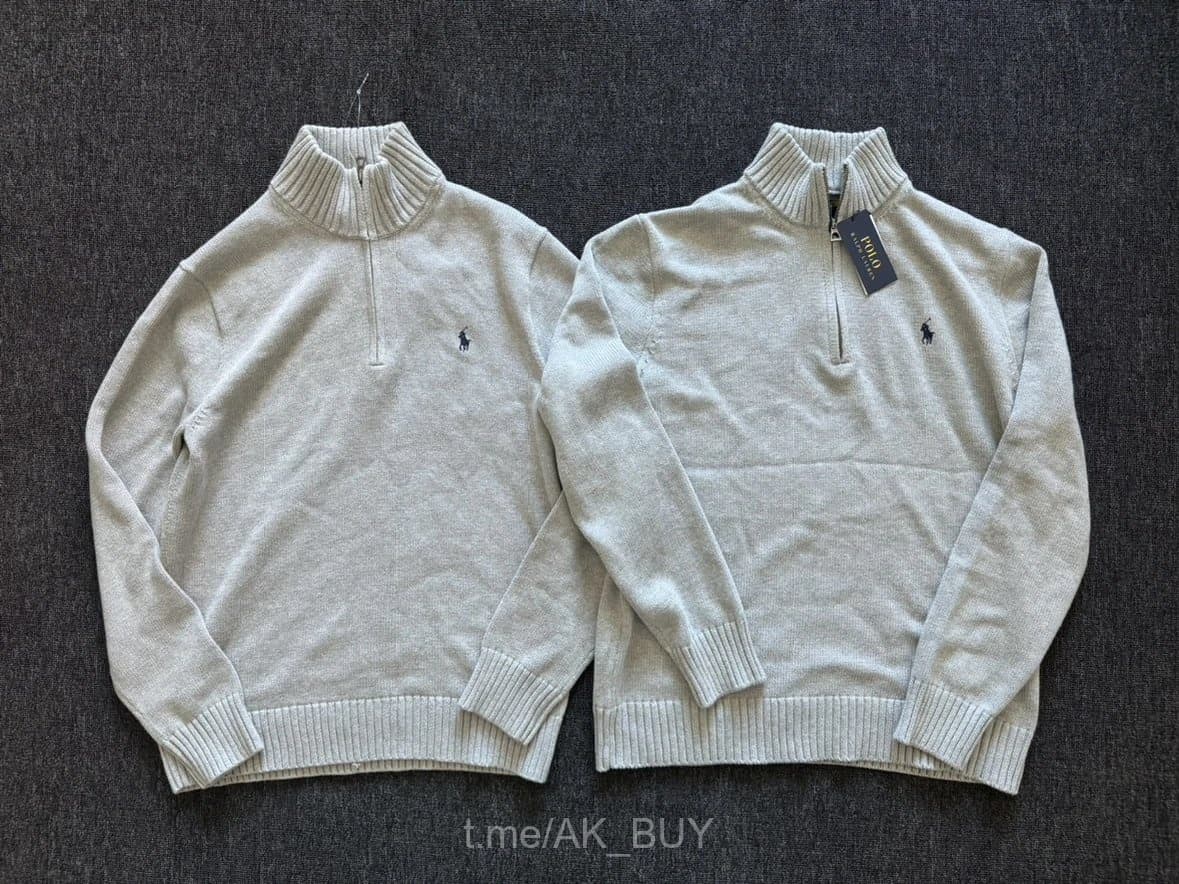Ralph Lauren Grey Knit Quarter Zip Sweater