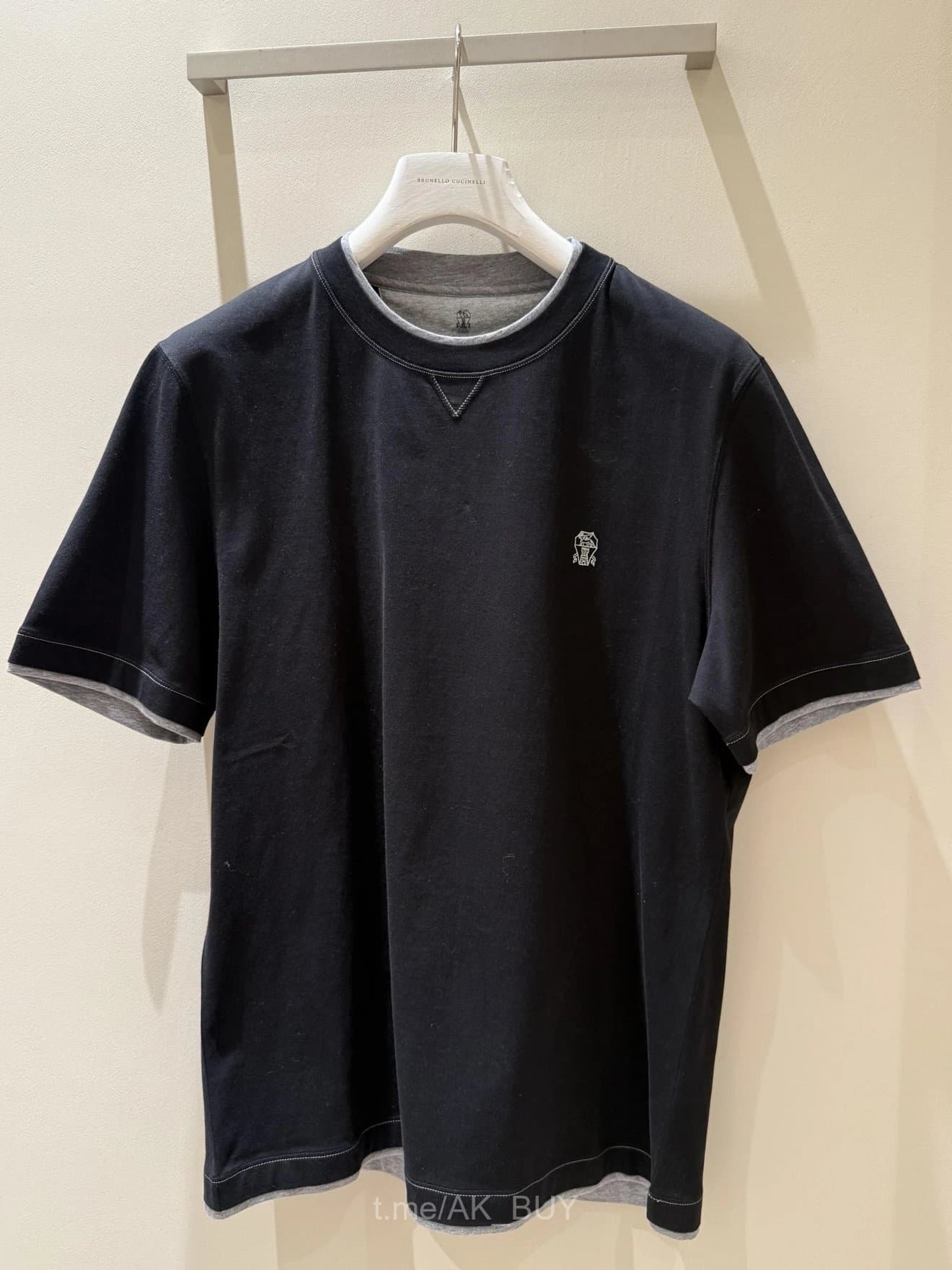 Brunello Cucinelli Black Layered Cotton T-Shirt