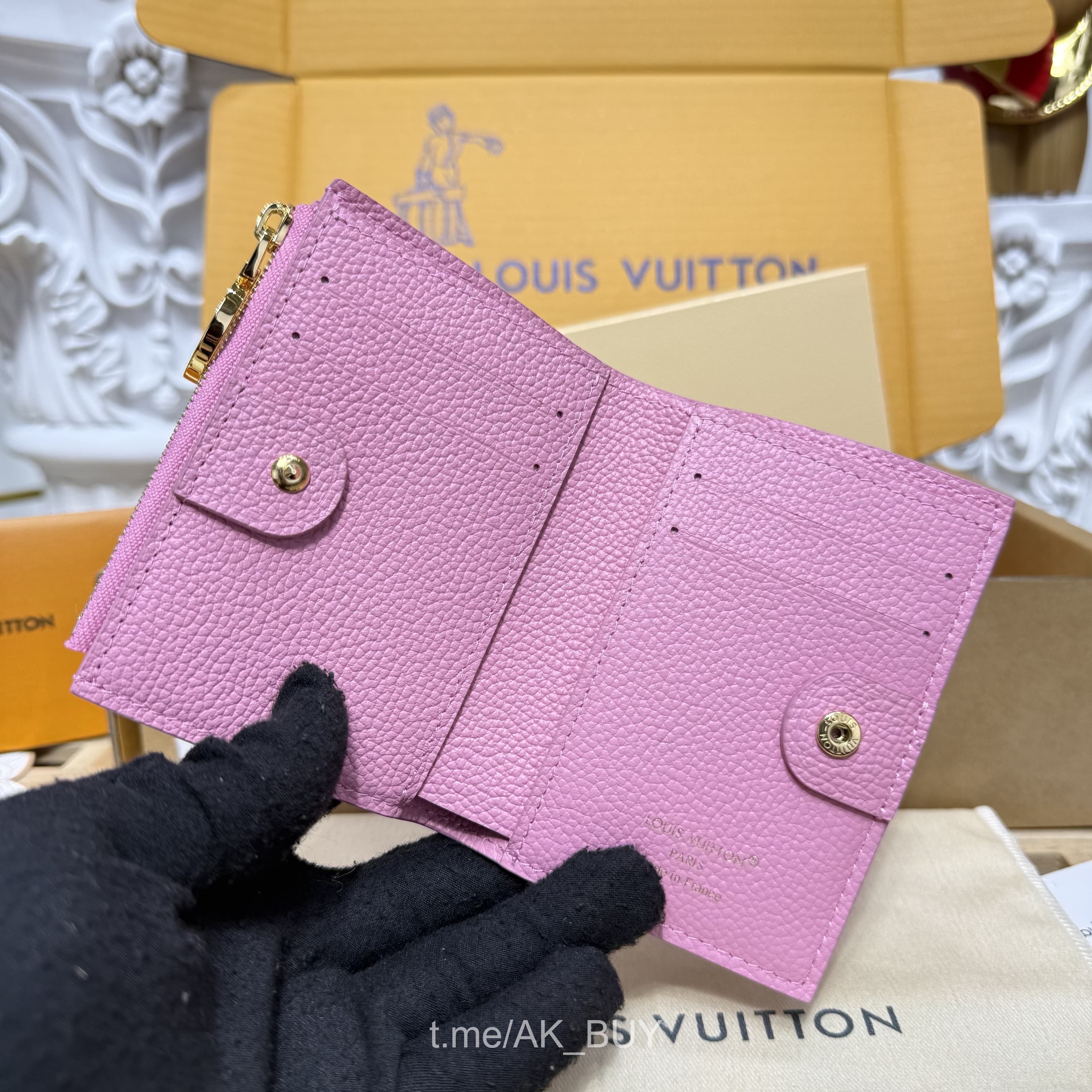 Louis Vuitton Pink Grained Leather Compact Wallet