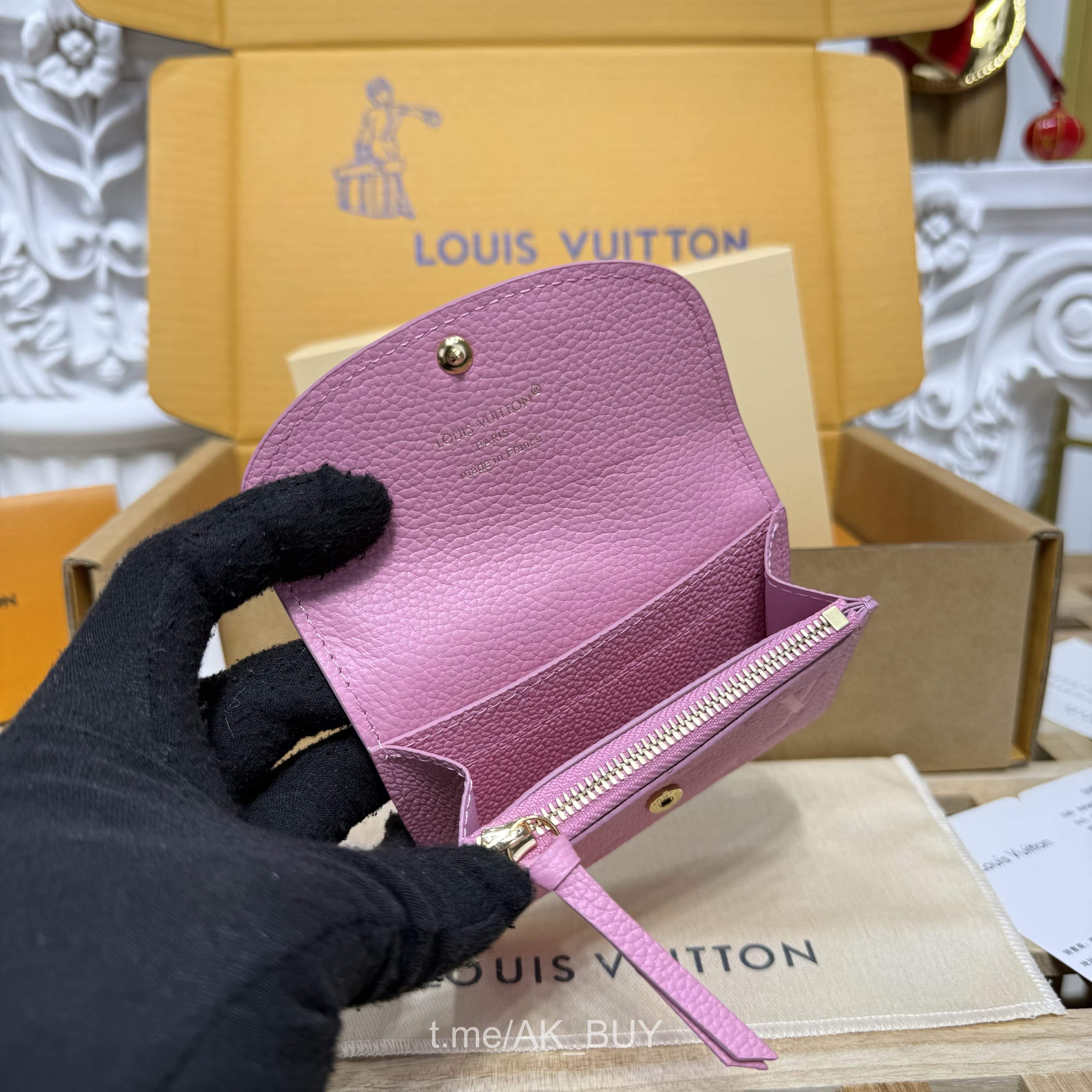Louis Vuitton Pink Grained Leather Compact Wallet