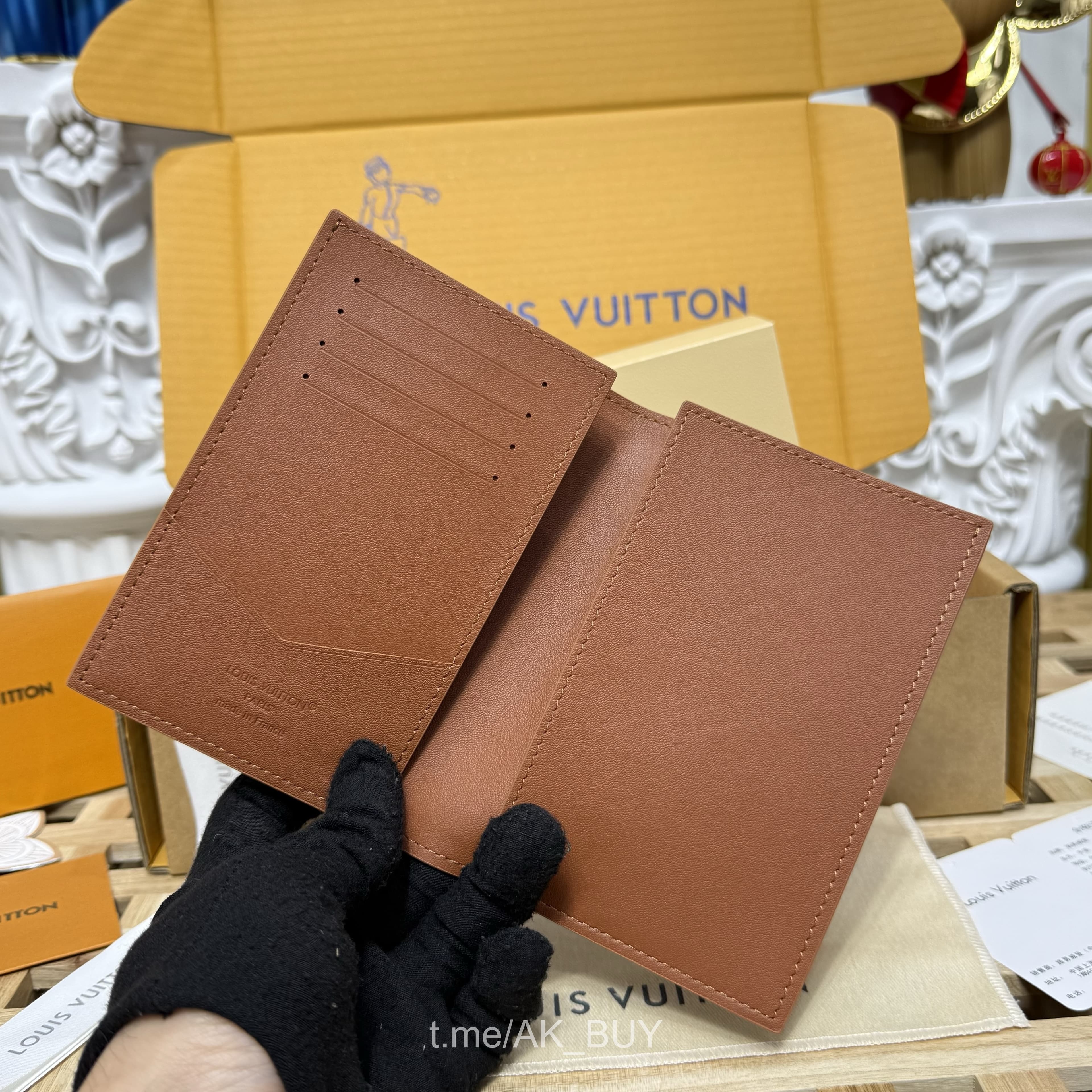 Louis Vuitton Brown Leather Passport Wallet