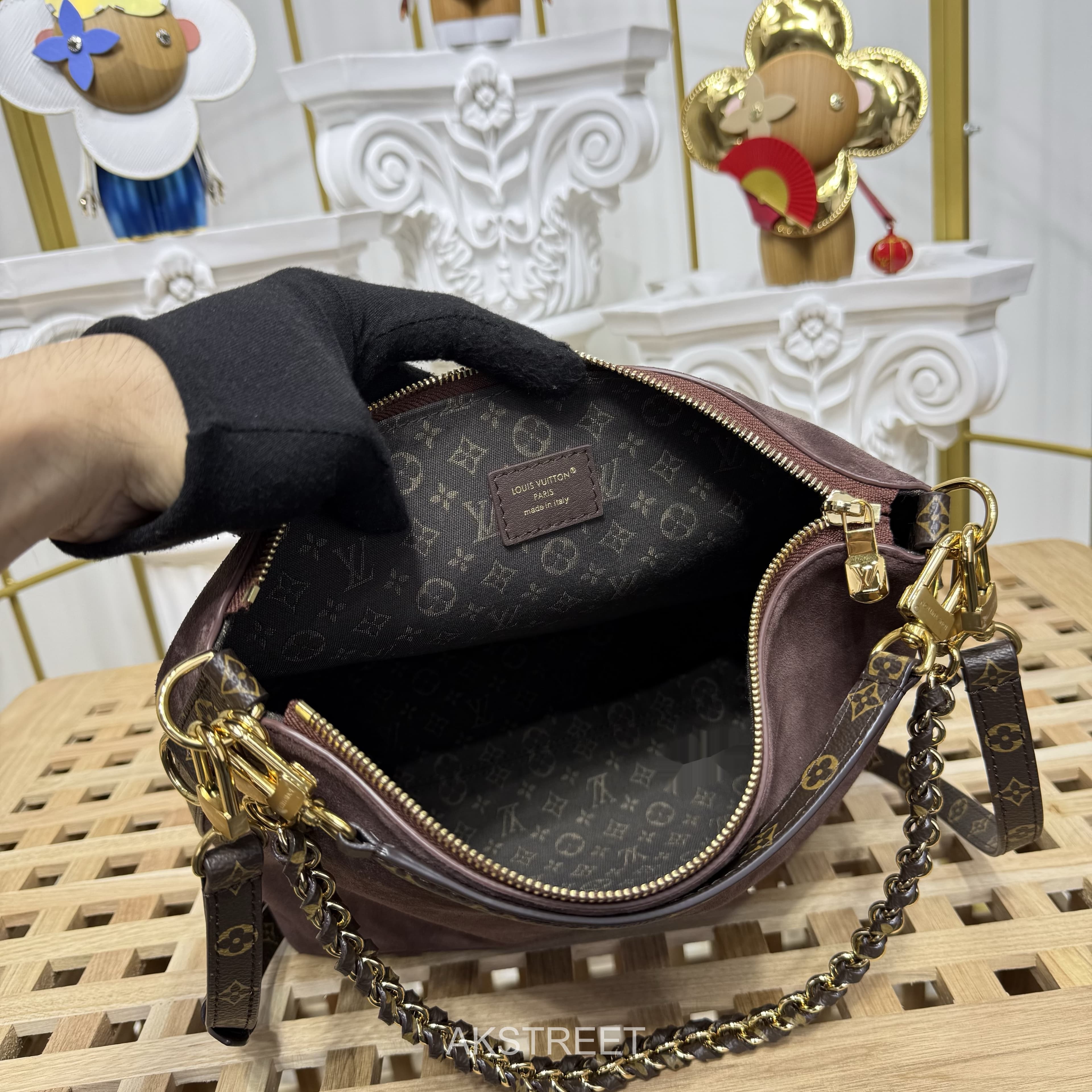 Louis Vuitton Brown Suede Monogram Shoulder Bag