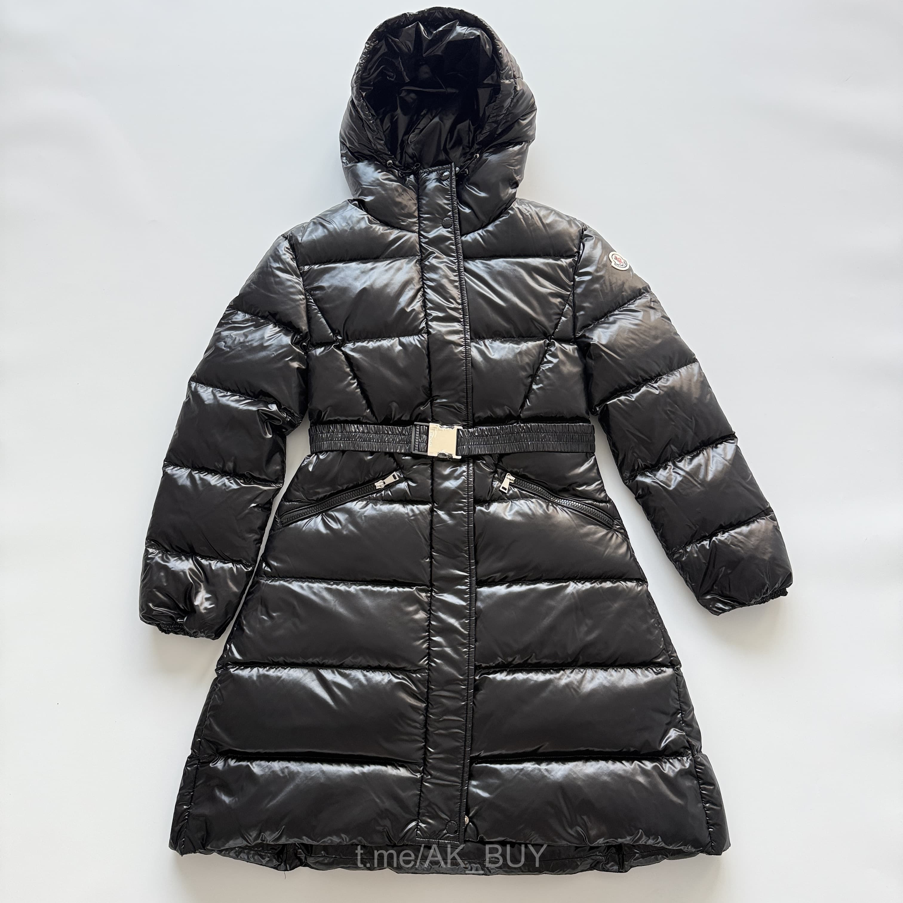 Moncler Black Glossy Nylon Puffer Coat
