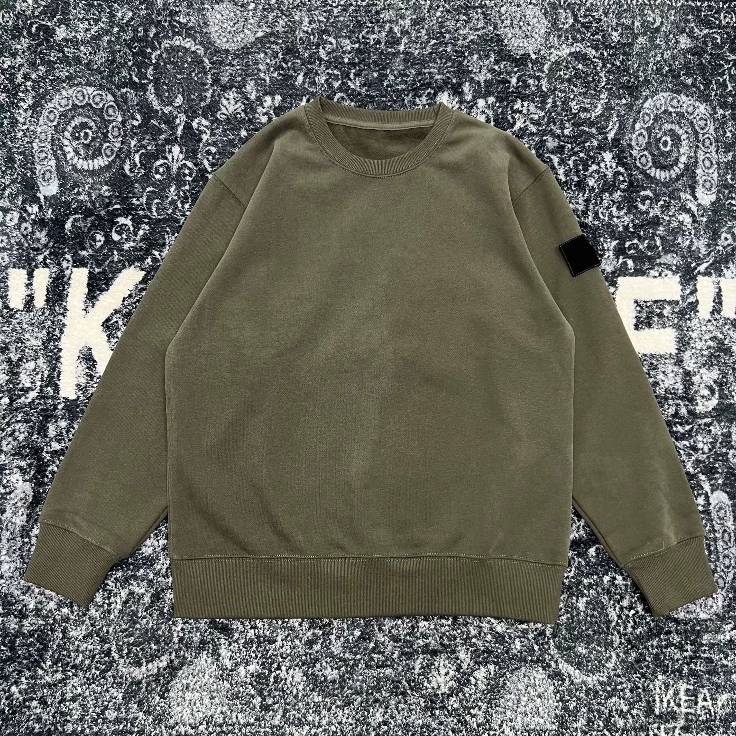 Stone Island Olive Green Cotton Crewneck Sweatshirt
