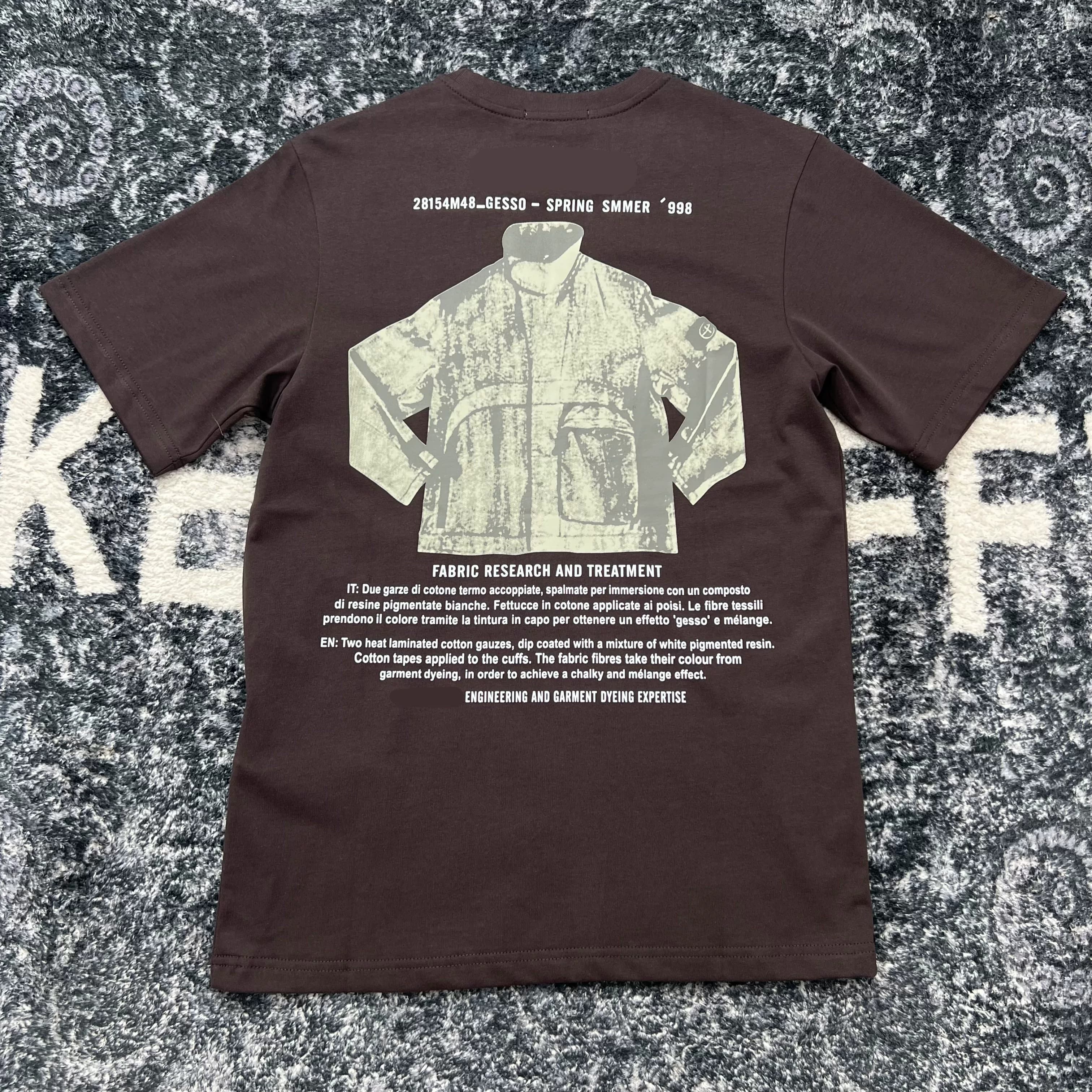 Stone Island Brown Cotton Graphic T-Shirt