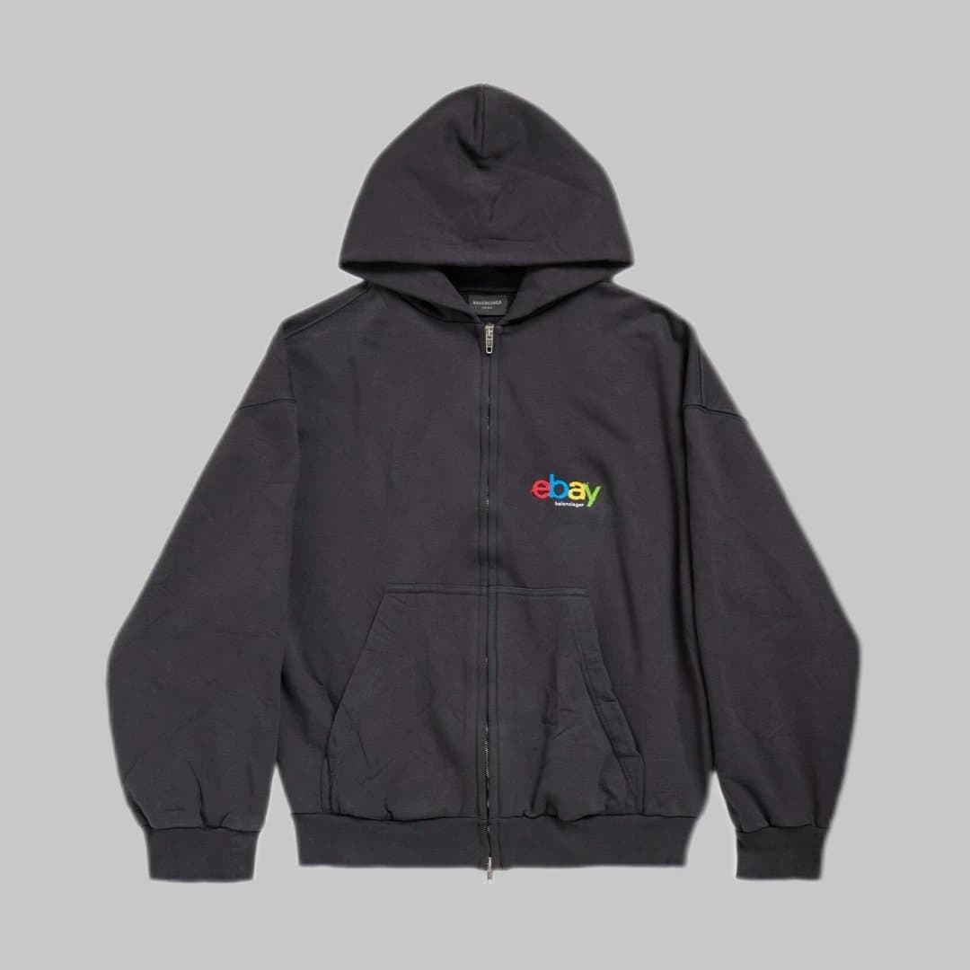 Sa Made Dark Grey Cotton Logo Zip Hoodie