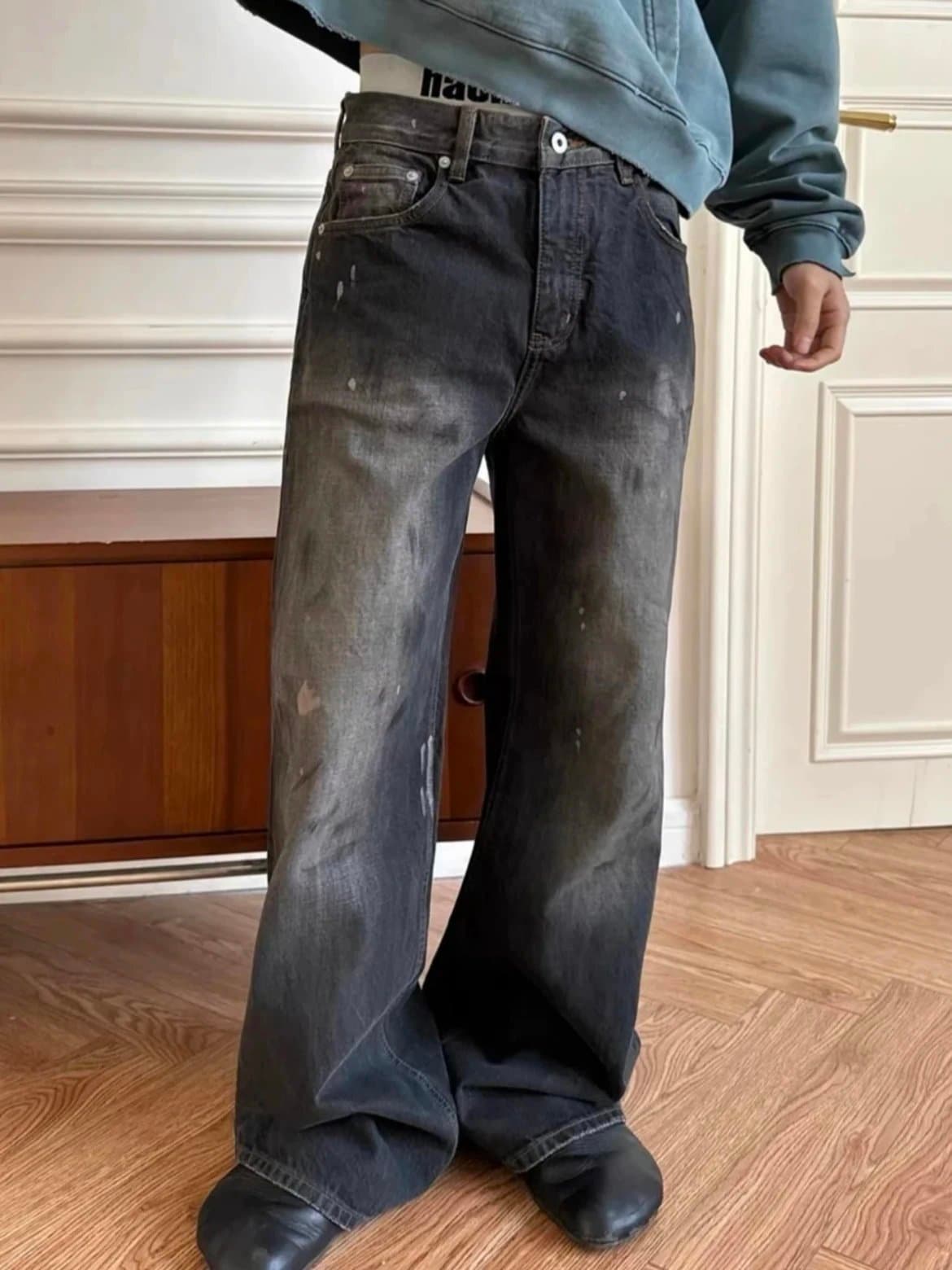 SA Made Black Distressed Denim Jeans