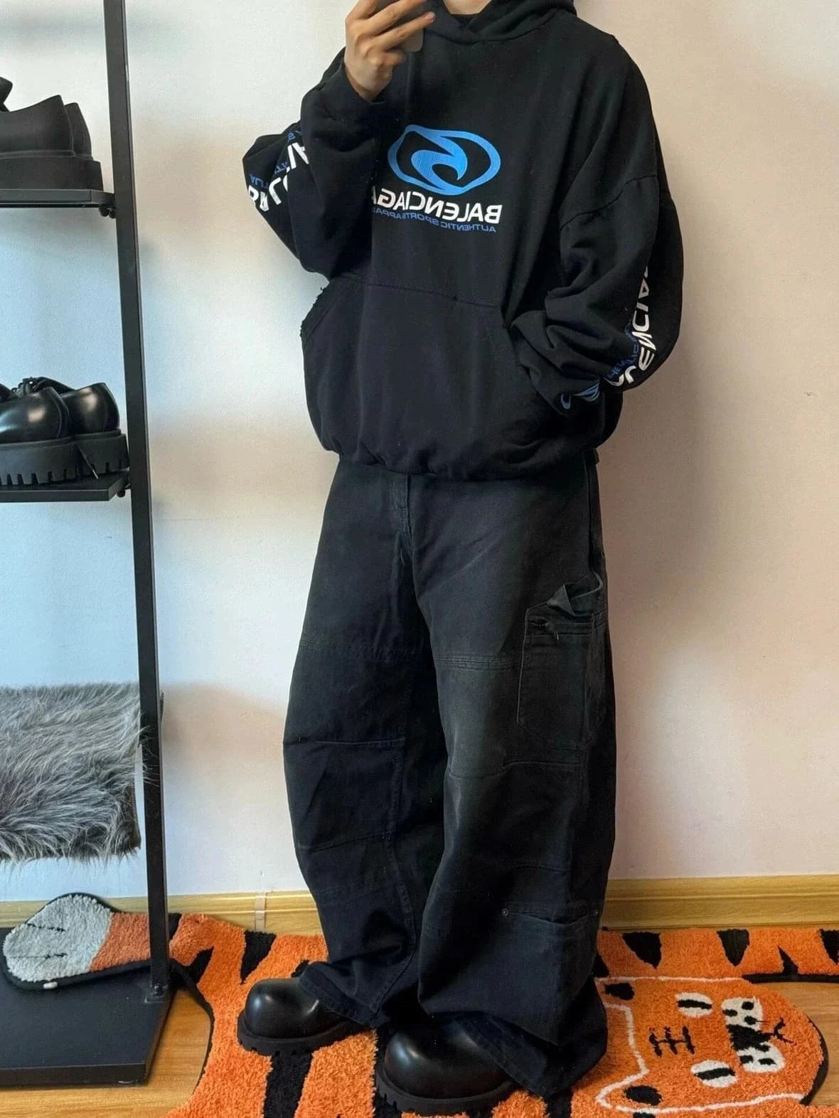 SA Made Black Cotton Hooded Sweatshirt