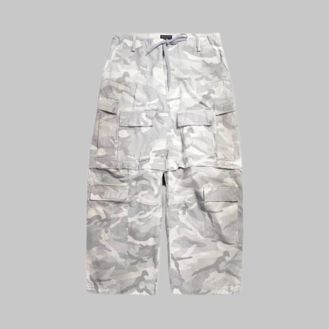 Sa Made White Camouflage Cotton Cargo Pants