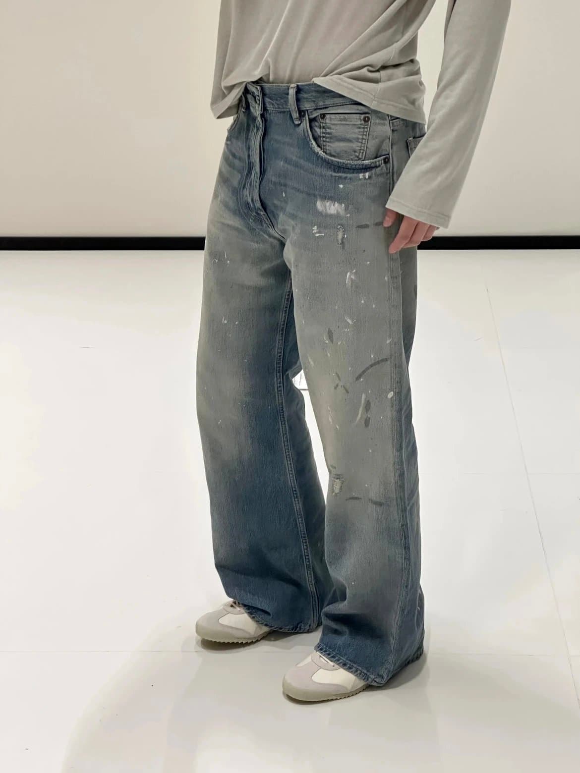 Sa Made Blue Distressed Paint Splatter Denim Jeans