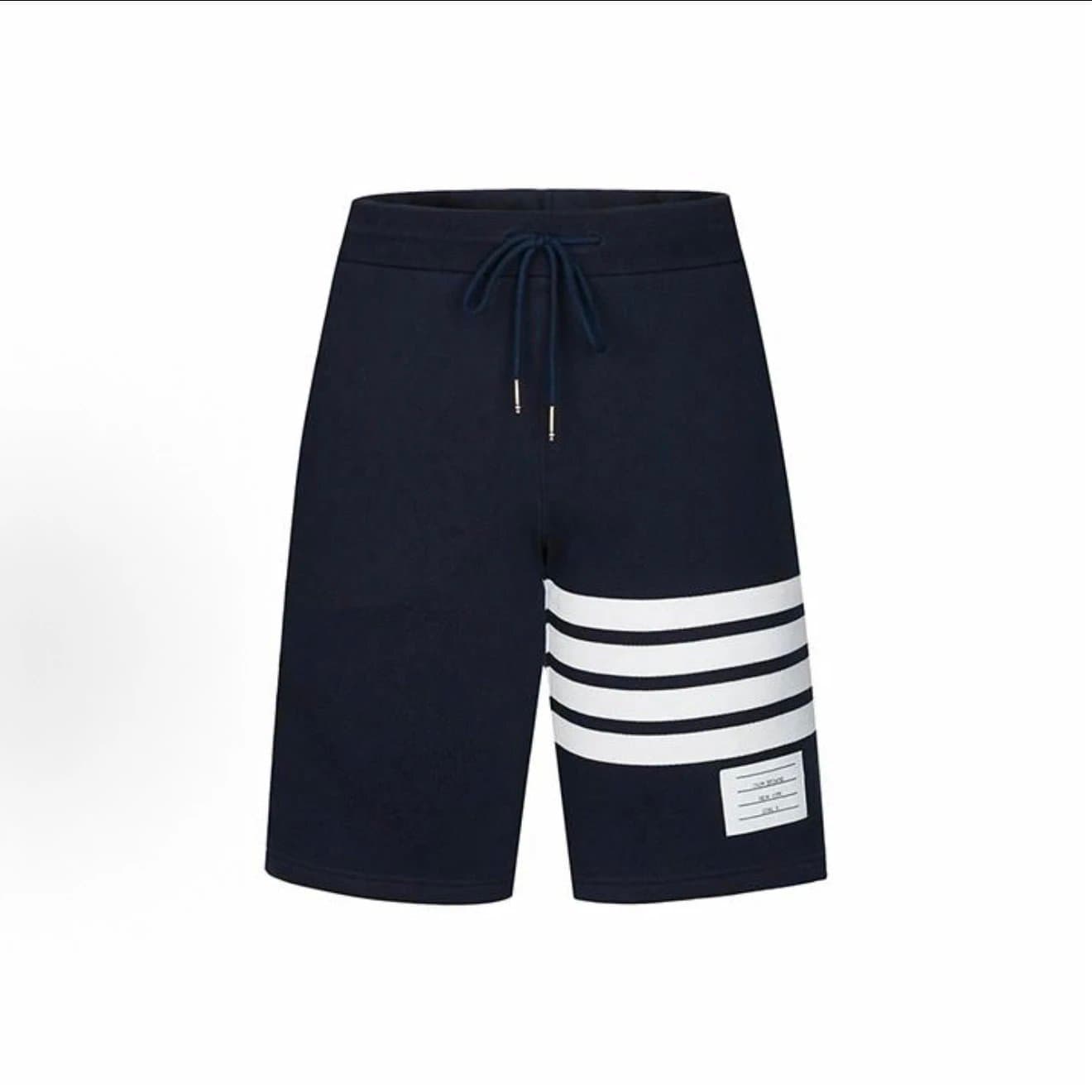 SA Made Navy Cotton Striped Drawstring Shorts